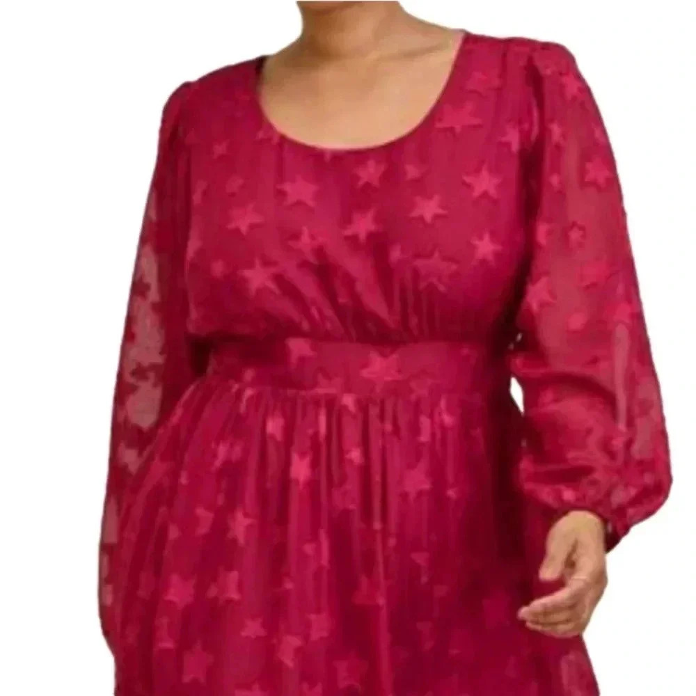Torrid - Midi Clip Dot Chiffon‎ Tiered Dress Size 1X